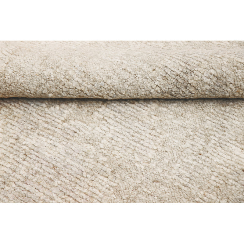Oushak Hand-Knotted Beige Wool Area Rug