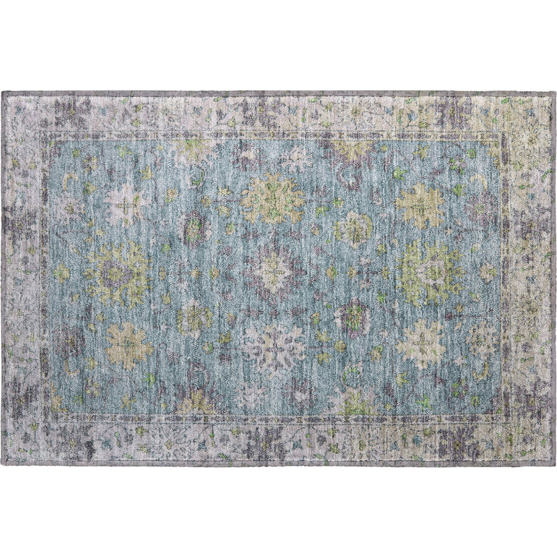 Premium Machine Washable Mayfield AMF2052 Global Rug, Seafoam, 1'8" x 2'6"