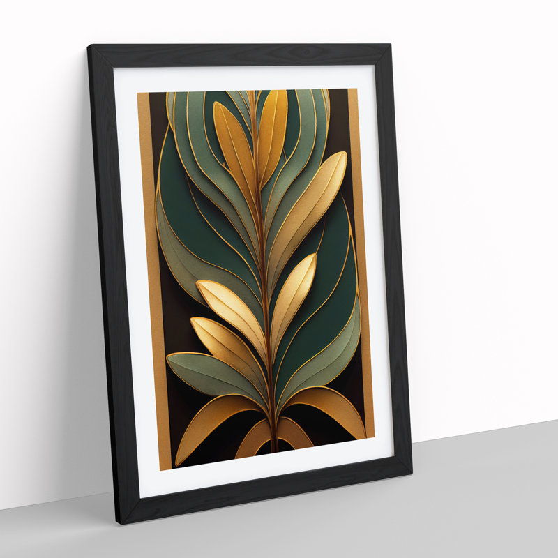 Leaves No.3 - Single Picture Frame Print, Black Framed, 46cm H x 34cm W x 2cm D