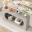 Console 63 po à grain de bois gris moderne avec tiroir de rangement