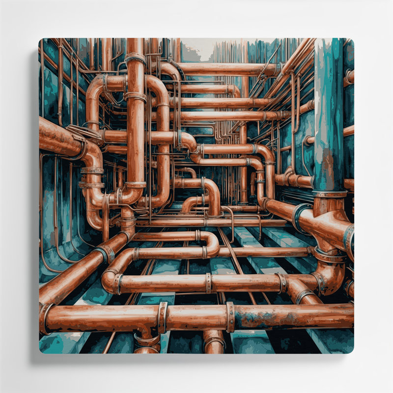 Art mural en métal Sci Fi Copper, H 32 po x l 32 po