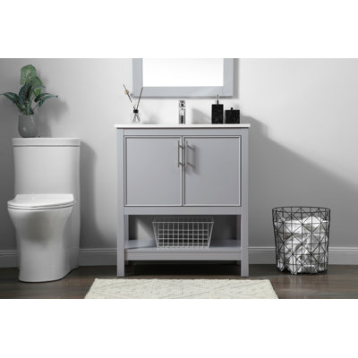 Everett 30'' Single Bathroom Vanity with Engineered Marble Top
