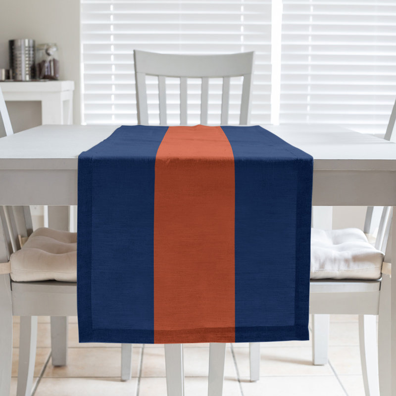 Chemin de table Edmonton, 72 po x 16 po, Orange / bleu marine / orange, Polyester
