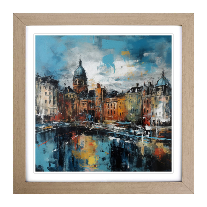 City Of Belfast Abstract Expressionism No.1 - Framed Print, Oak