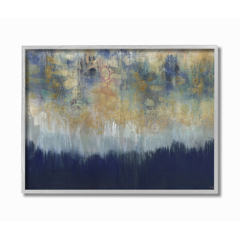 «Abstract Gold Blue», reproduction d'art, H 16 po x l 20 po x P 1,5 po, Toile tendue