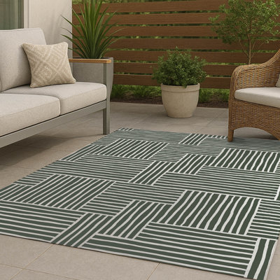 Grid Puz Non-Slip Outdoor Rug
