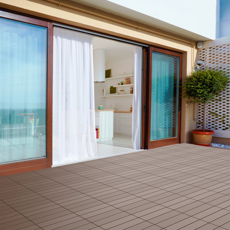 30.5cm x 30.5cm Wood Plastic Composite Tile, Brown