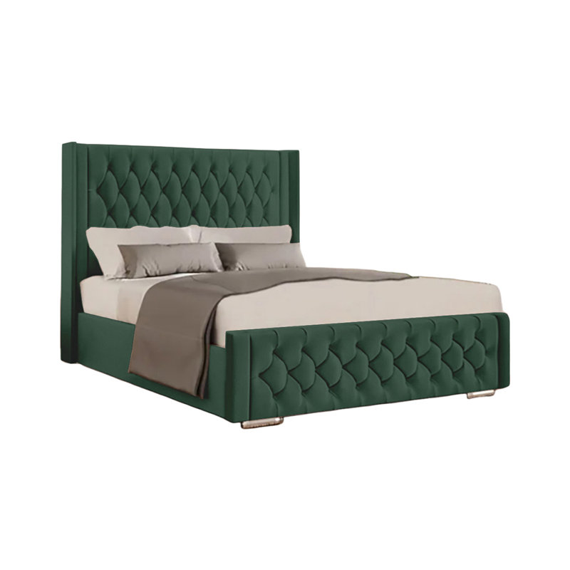 Athlene Upholstered Bed Frame, Single (3'), Emerald