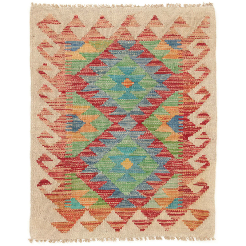 Geometric Wool Hand Woven 60cm X 90cm Area Rug