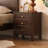 Dark-walnut Solid Wood + 3 drawers Nightstand