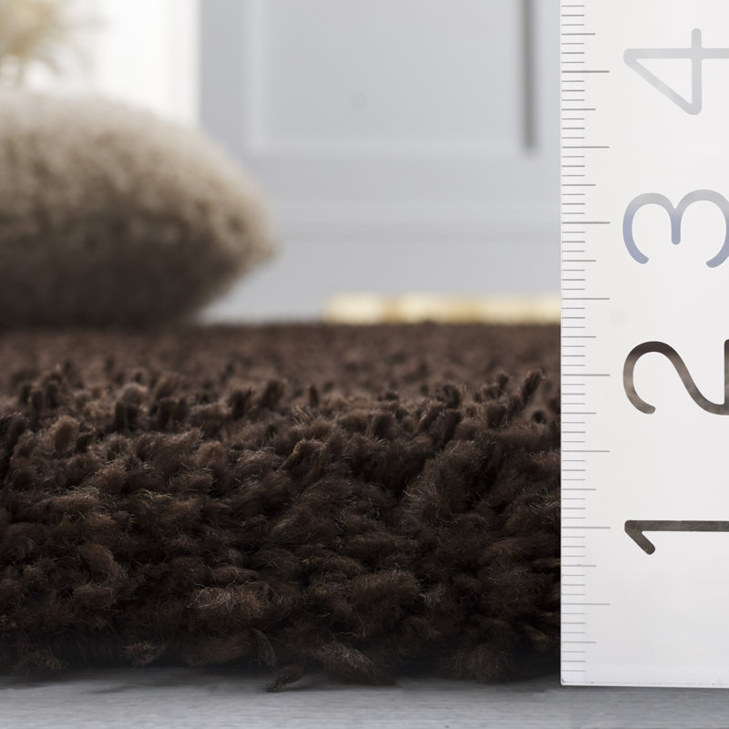 Angeliya Shag Performance Solid Color Rug, Runner 2'3" x 7', Brown