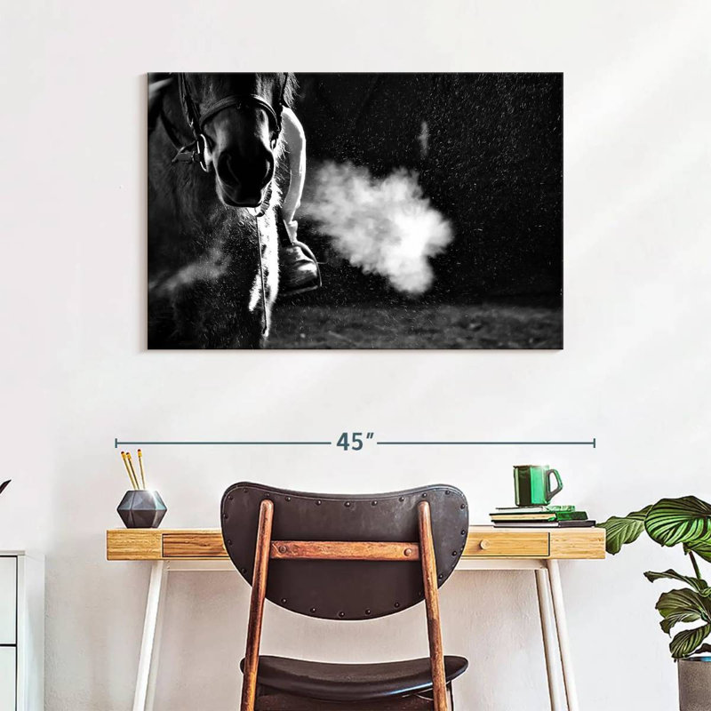 Mehar Horseback Riding BW, 26" H x 39" W