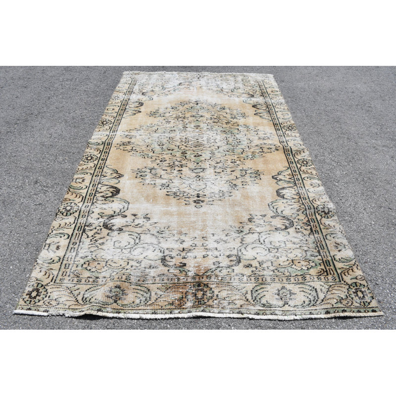 Tapis turc Oushak antique fait à la main, idéal pour un décor de salon de style oriental brun / orange