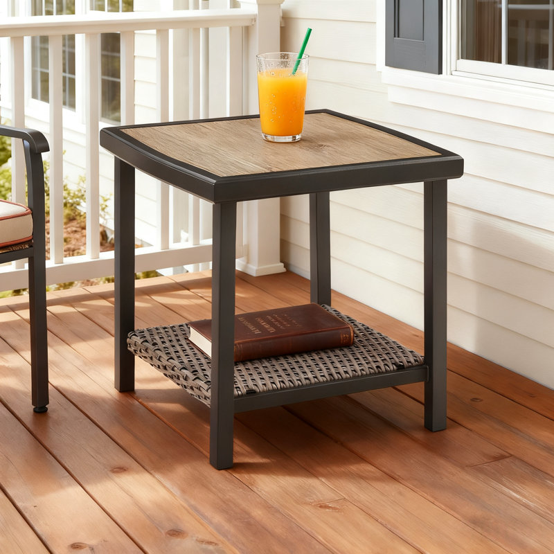 Patio Square 19.5"Lx 19.5"W Wicker Side Table