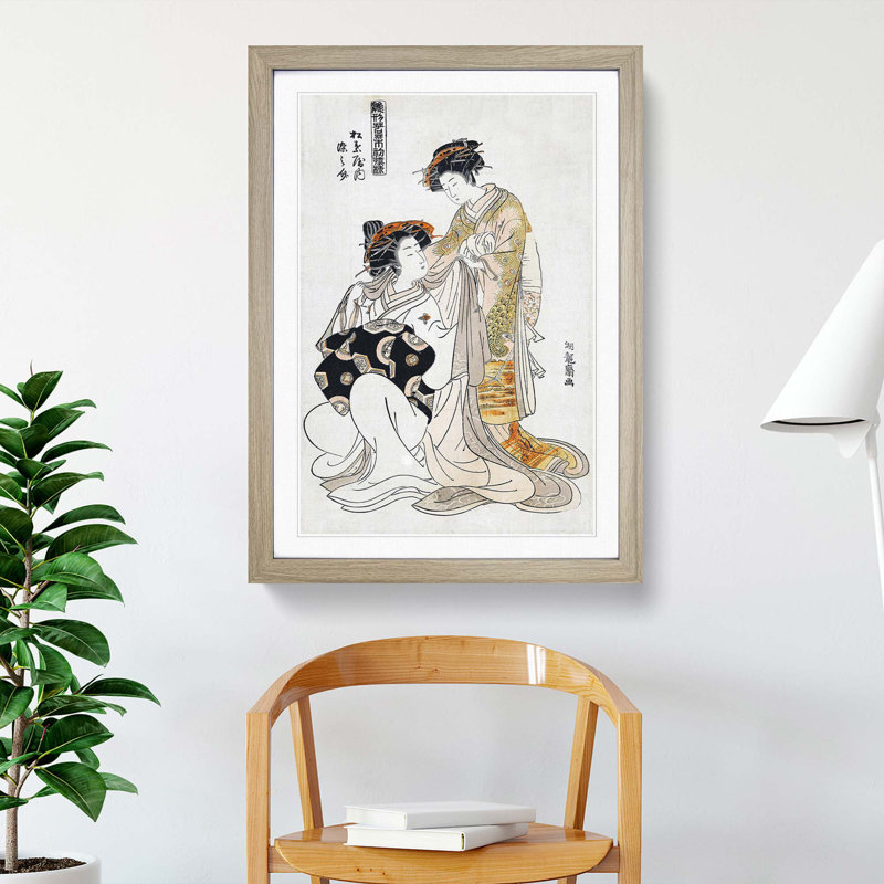 Dressing by Isoda Koryusai - Picture Frame Painting Print, Oak Framed, 48cm H x 36cm W x 2cm D