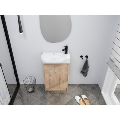Meuble-lavabo autoportant de 23 po avec lavabo et portes à fermeture douce
