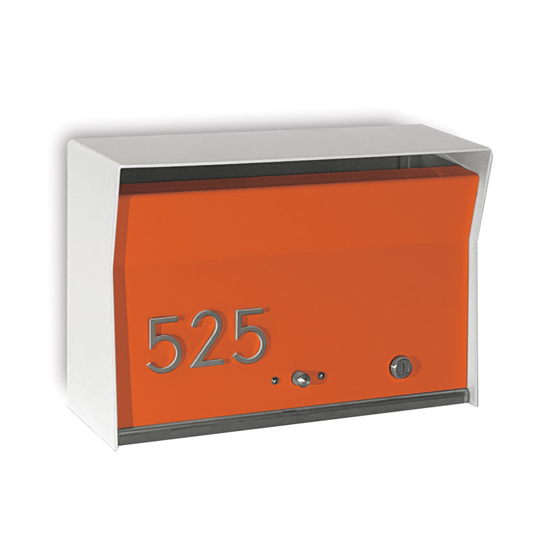 Boîte aux lettres murale verrouillable RetroBox, Blanc / orange, Oui