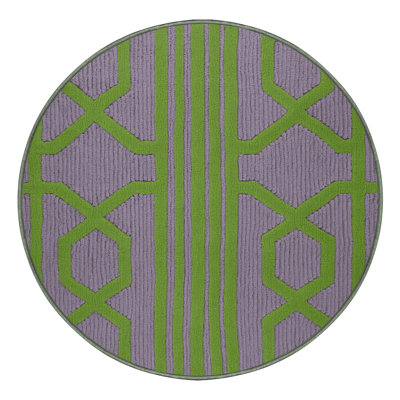 Machine Washable Trellis Green Area Rug