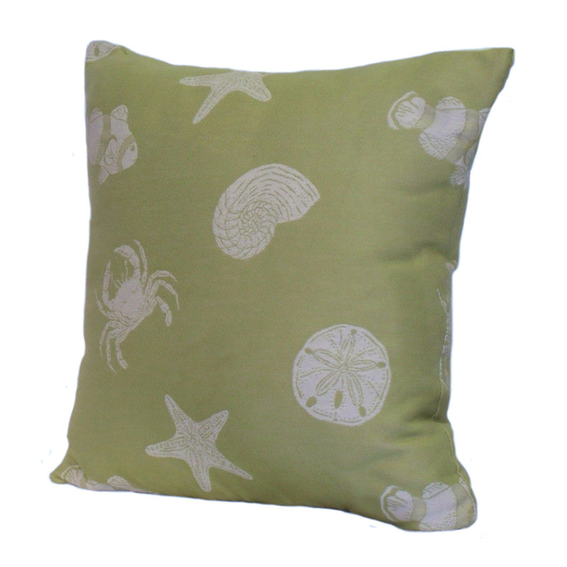 Embroidered Cotton Reversible Throw Pillow, 18" x 18", Green
