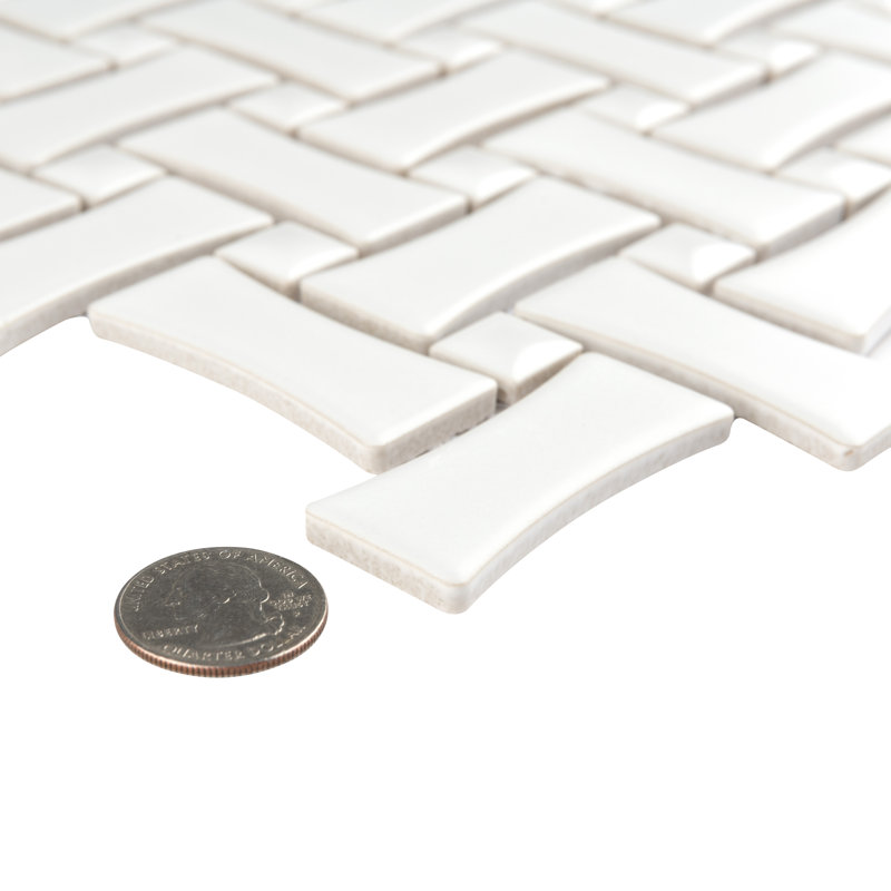Metro Basket Weave Dog Bone Porcelain Mosaic Wall & Floor Tile, White