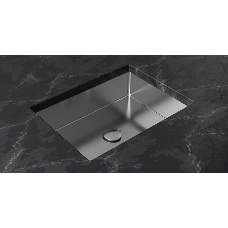 Badeloft 19.69" x 13.86" Stainless Steel Undermount Bathroom Sink ES-UB-03-BS in Brushed Stainless, Brushed Steel
