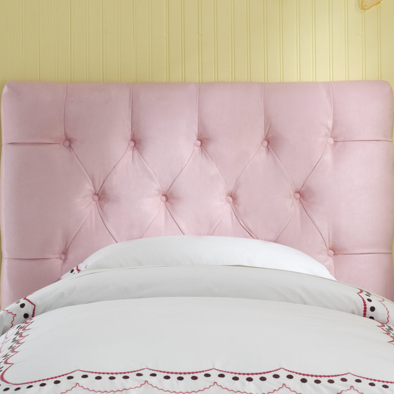 Tête de lit tapissier Alarica, Simple, Microsuède rose clair