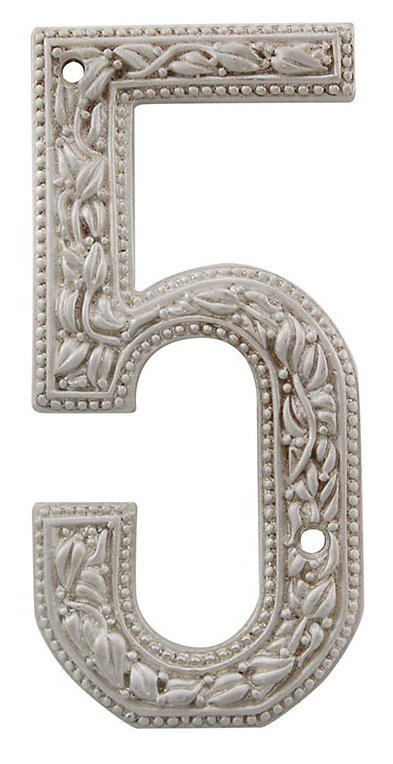 5 po. Numéro de maison San Michele, Nickel satiné, 5