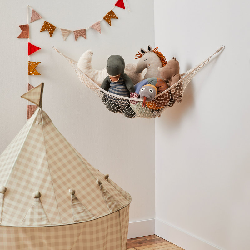 3 Sprouts Toy Hammock for Stuffed Toys - Beige with Hooks