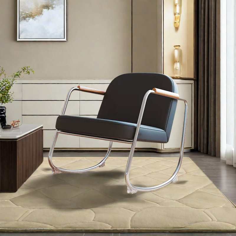Chaise berçante en cuir de haute qualité, Noir
