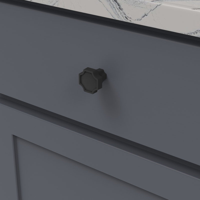 Poignée carrée de la collection Monarch - bouton d'armoire 1-1 / 4 po x 1-1 / 4 po noir mat - Quincaillerie transitionnelle pour tiroirs et armoires
