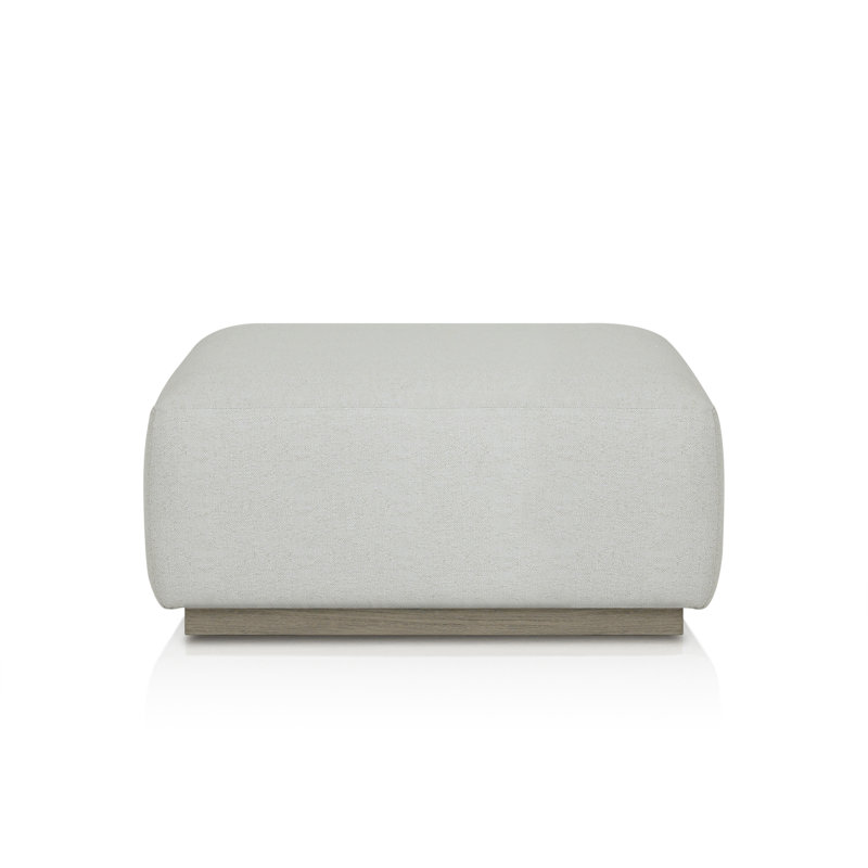 Anat Upholstered Ottoman, White Polypropylene/Olefin, Light Brown
