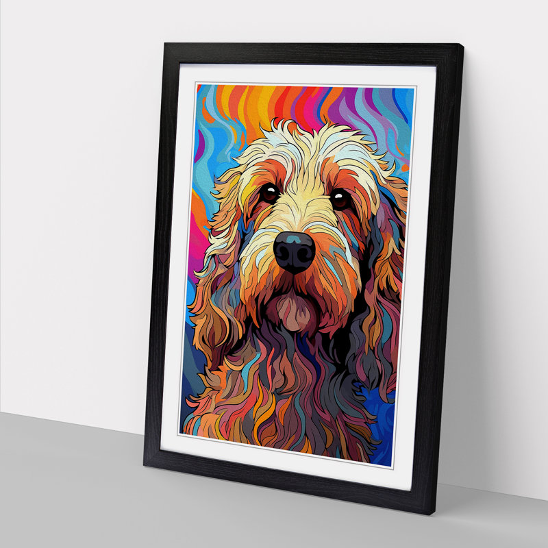 Labradoodle Op No.4 1 Piece Single Picture Frame Wall Art, 64cm H x 46cm W x 2" D, Black Framed