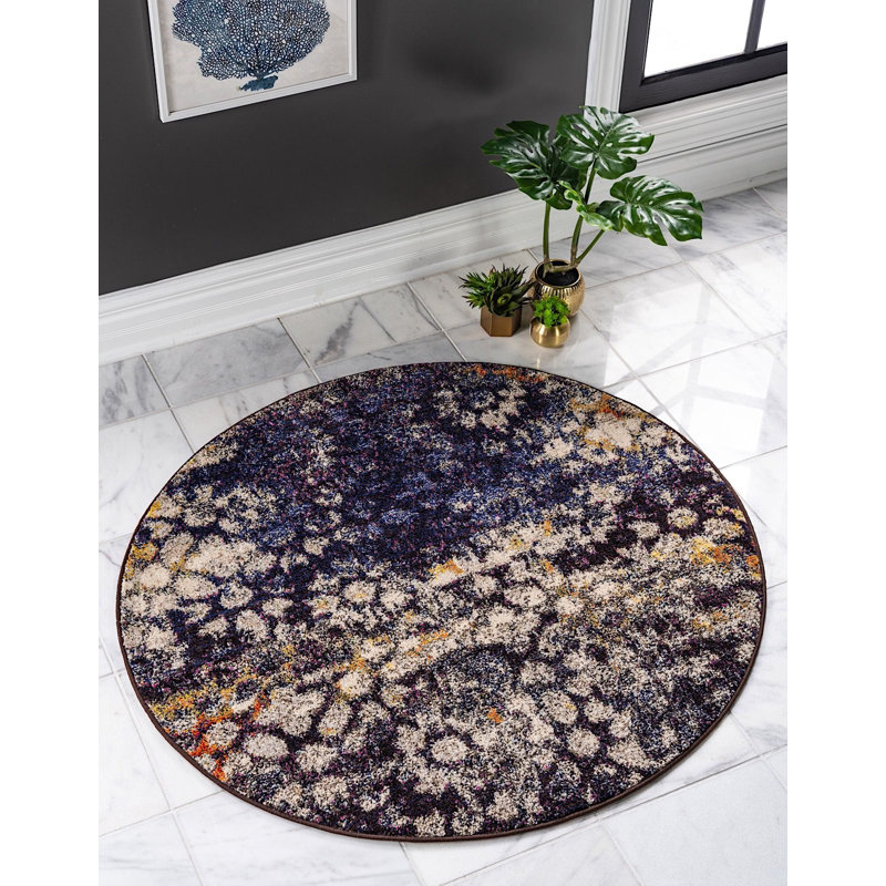 Ellarae Abstract Indoor Rug, Round 8'