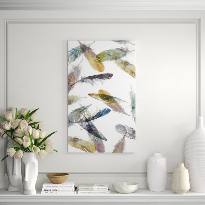 Watercolor Plumes Print by Emma Brooks, 50" H x 30" W x 1.5" D, Outdoor