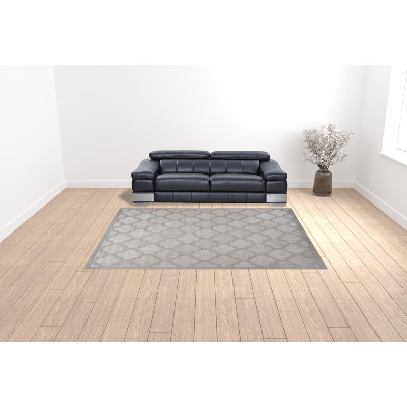 Adianey Red Barrel Studio Easy Care Trellis Silver/Gray Indoor/Outdoor Area Rug, Rectangle 9' x 12'
