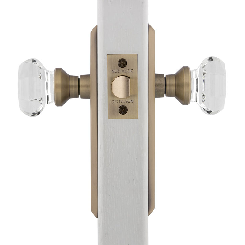 New York Plate with Waldorf Door Knob, Antique Brass, 2-3/8"