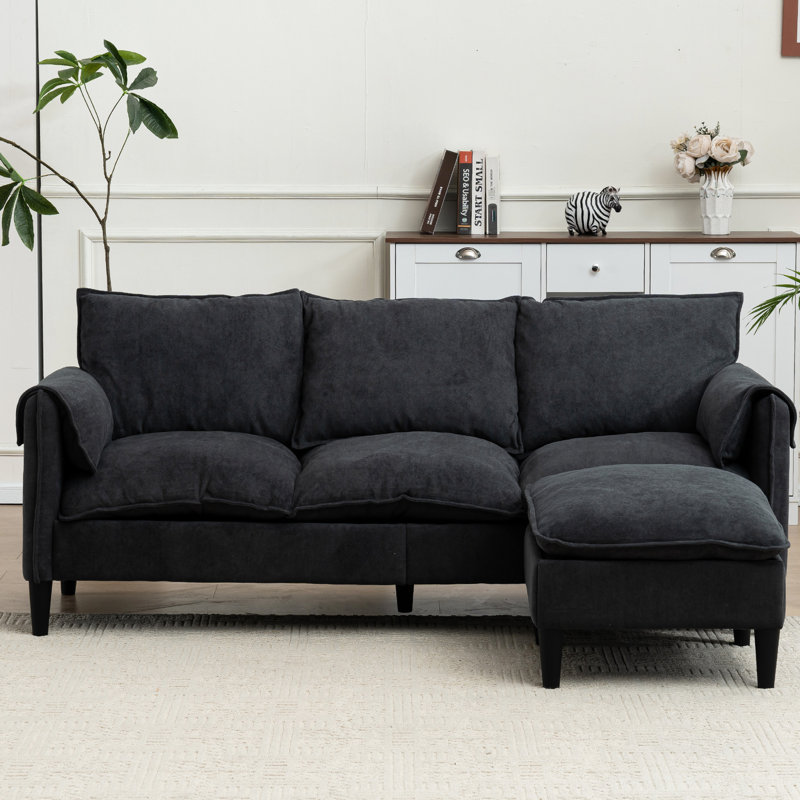 Moderne pour le salon avec rangement et tissu gris en forme de L 3, fabrication charmante et confortable