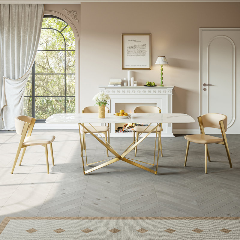 Table de salle à manger Titanium Gold, H 29,53 po x l 63 po x P 35,43 po