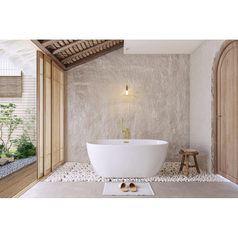 Thermopolis 59'' x 28.3'' Soaking Acrylic Bathtub, Brushed Gold