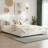 Cocoon Modern Upholstered Bed Frame Linen Fabric Platform Bed with Solid Wood Legs, White, No Box Spring Needed-1407749727