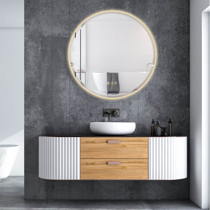 Areni Wall Mount Bathroom Mirror with LED Lights, 3 Color Mode Lights, Defogger, Memory Function, Dimmer, 28" x 28"