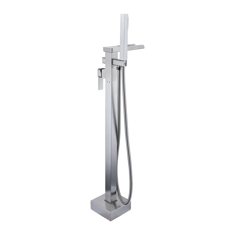 Kebo 2 Handle Floor Freestanding Tub Filler with Diverter, Chrome