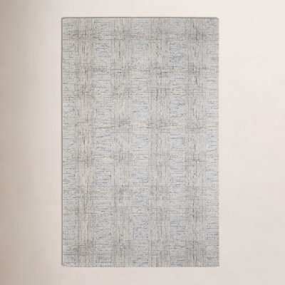 Armando Gray Ivory Hand-Tufted Plaid Wool Rug