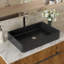 Lavabo vasque rectangulaire en céramique de 24 po x 16 po noir - aspect contemporain, teinture, facile à nettoyer, faible absorption d'eau pour salle de bain, pour restaurant