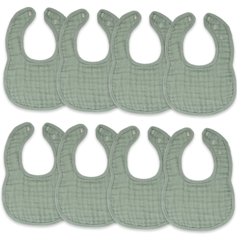 Comfy Cubs Muslin Bibs for Babies - Feeding, Drool and Teething Bib with Adjustable Snaps, Fern