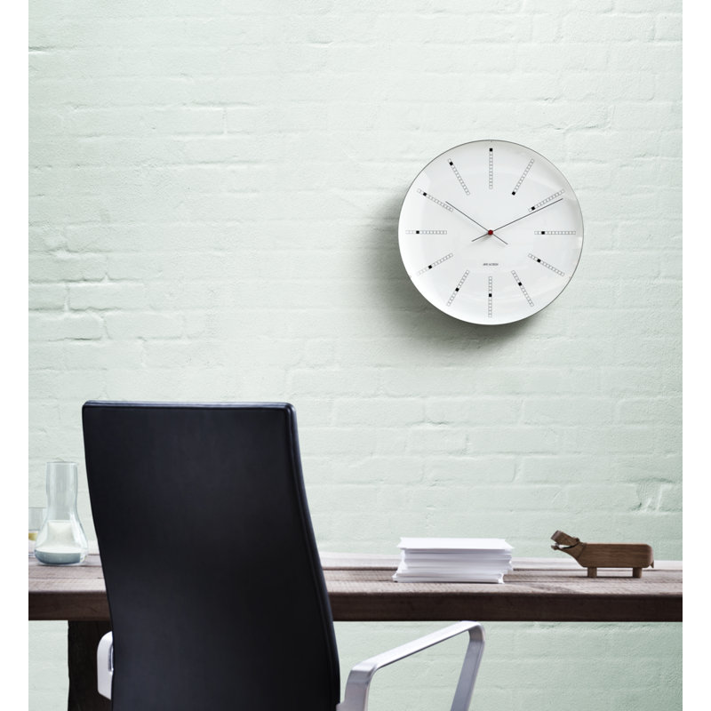 Bankers Wall Clock, Large, White/Black/Red