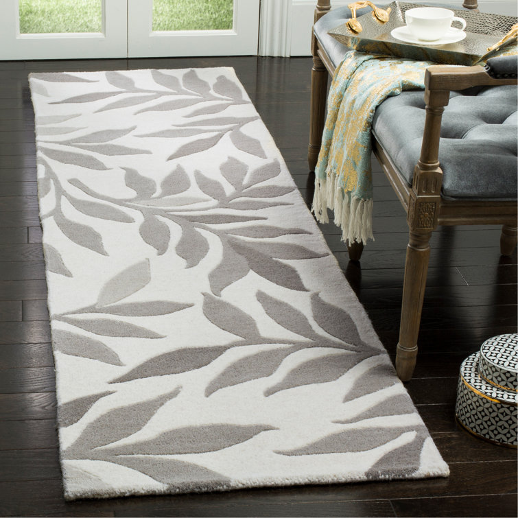 Floral Handmade Tufted Wool Beige/Grey Area Rug