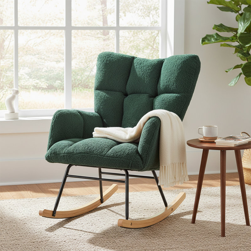 Chaise berçante rembourrée Modern, Vert