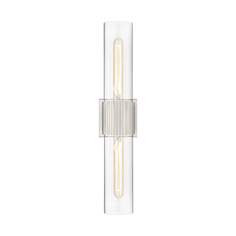 Éclairage pour meuble-lavabo mural 2 lumières 12 "Bolivar, Transparent, Nickel satiné