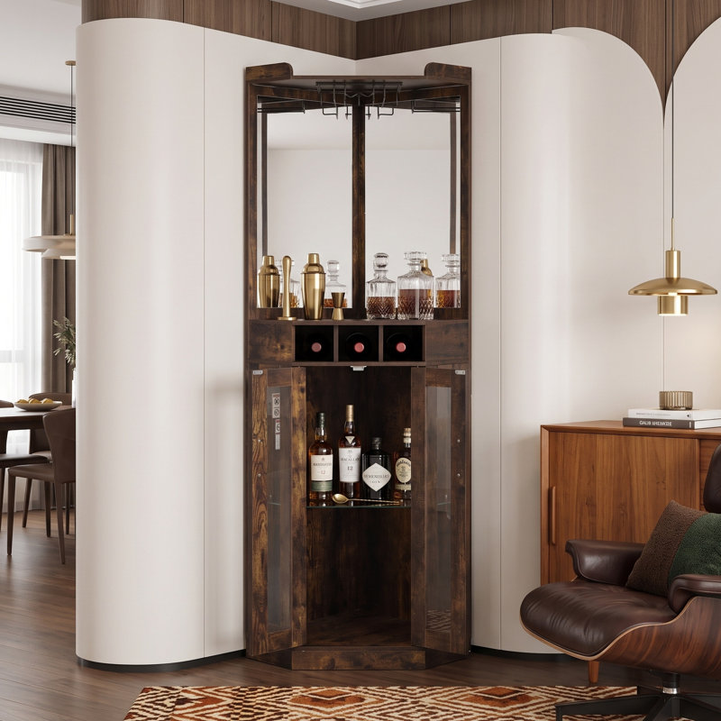 25.59 " W Glass Sideboard, Noyer